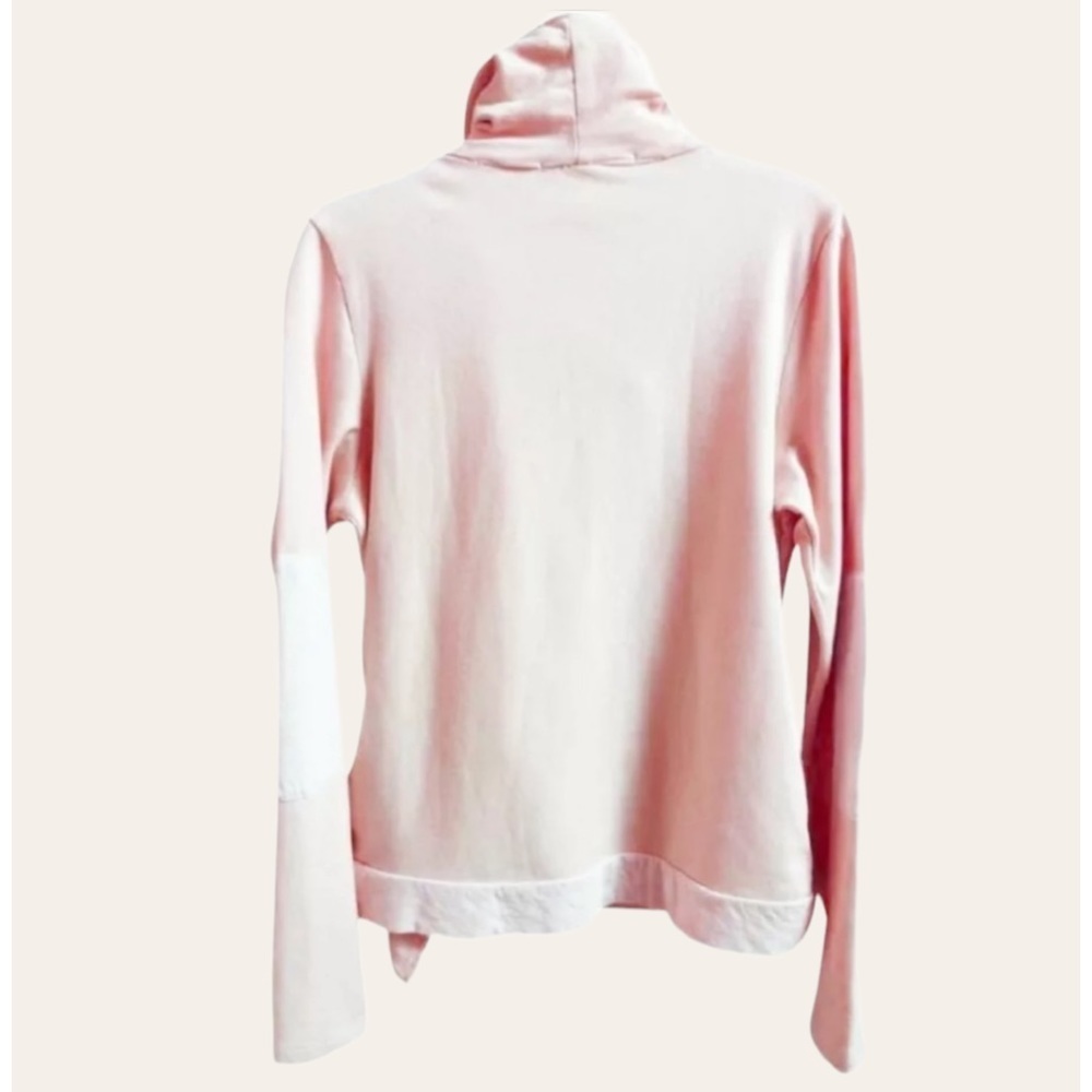 Anthropologie Quilted Moto Jacket Large Ivory SOFT Breathable Zip Front Drapey - Picture 12 of 16